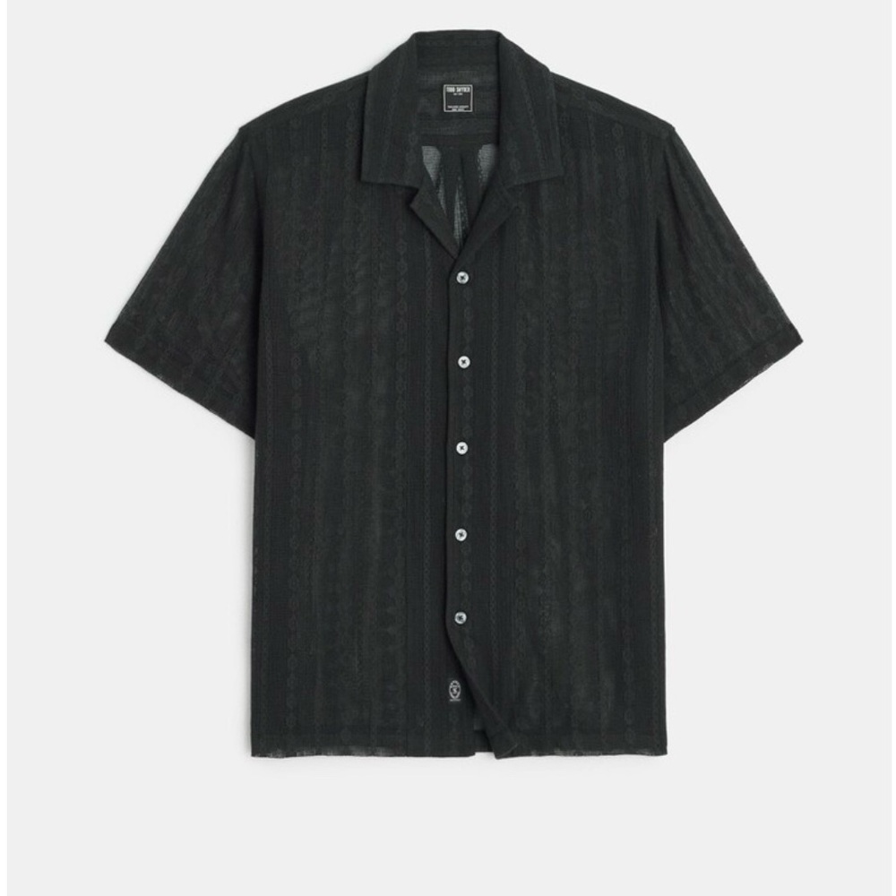 $198 NWT Todd Snyder Black Short-Sleeve Button-Down Shirt XL